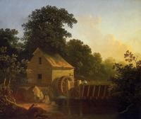 George Caleb Bingham - Landscape with Waterwheel and Boy Fishing